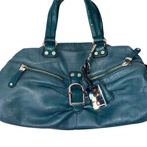 Etienne Aigner purse pebbled dark green leather bag shoulder